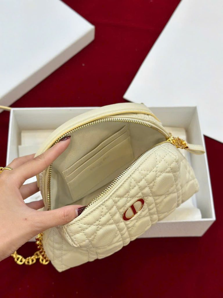Túi Xách Nữ Dior D-Cosy Mini Siêu Cấp Màu Vàng Nhạt 21x12,5x8cm (2)
