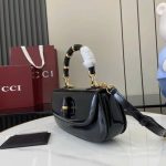Túi Xách Nữ Gucci Bamboo Diva Siêu Cấp Chất Da Bóng Màu Đen 26 (2)