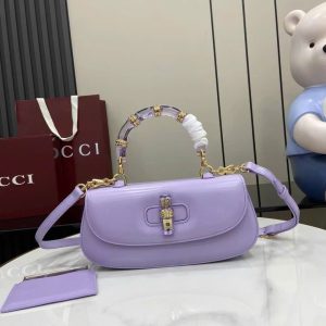 Túi Xách Nữ Hàng Hiệu Gucci Bamboo Diva Chất Da Bóng Màu Tím 26 (2)