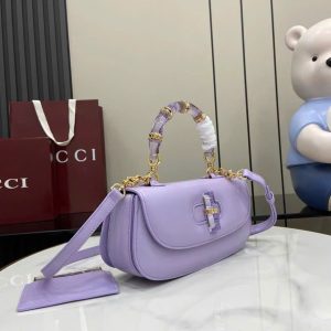 Túi Xách Nữ Hàng Hiệu Gucci Bamboo Diva Chất Da Bóng Màu Tím 26 (2)