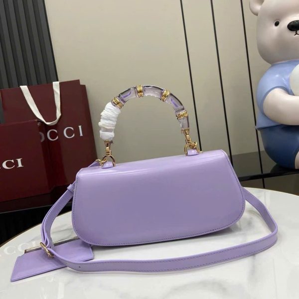 Túi Xách Nữ Hàng Hiệu Gucci Bamboo Diva Chất Da Bóng Màu Tím 26 (2)