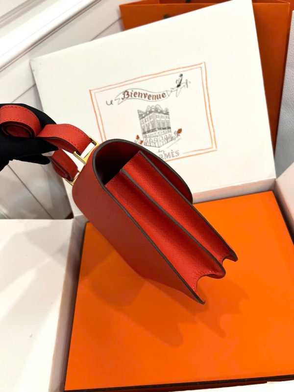 Túi Xách Nữ Hermes Constance Siêu Cấp Màu Cam Khoá Vàng 18cm (2)