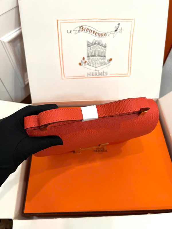 Túi Xách Nữ Hermes Constance Siêu Cấp Màu Cam Khoá Vàng 18cm (2)