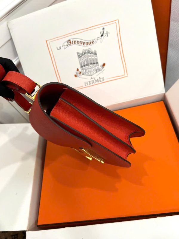 Túi Xách Nữ Hermes Constance Siêu Cấp Màu Cam Khoá Vàng 18cm (2)