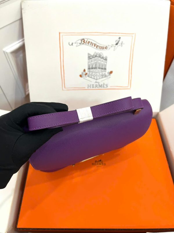 Túi Xách Nữ Hermes Constance Siêu Cấp Màu Tím Khoá Vàng 18cm (1)