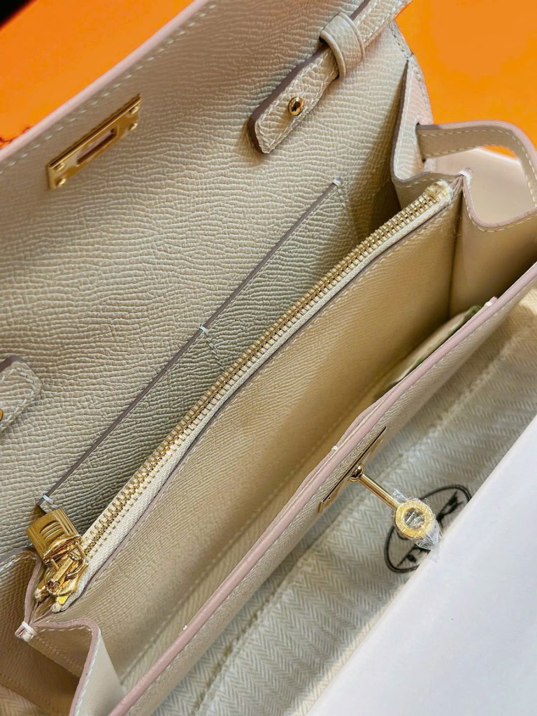 Túi Xách Nữ Hermes Kelly Woc Siêu Cấp Màu Trắng Khoá Vàng 20 (2)