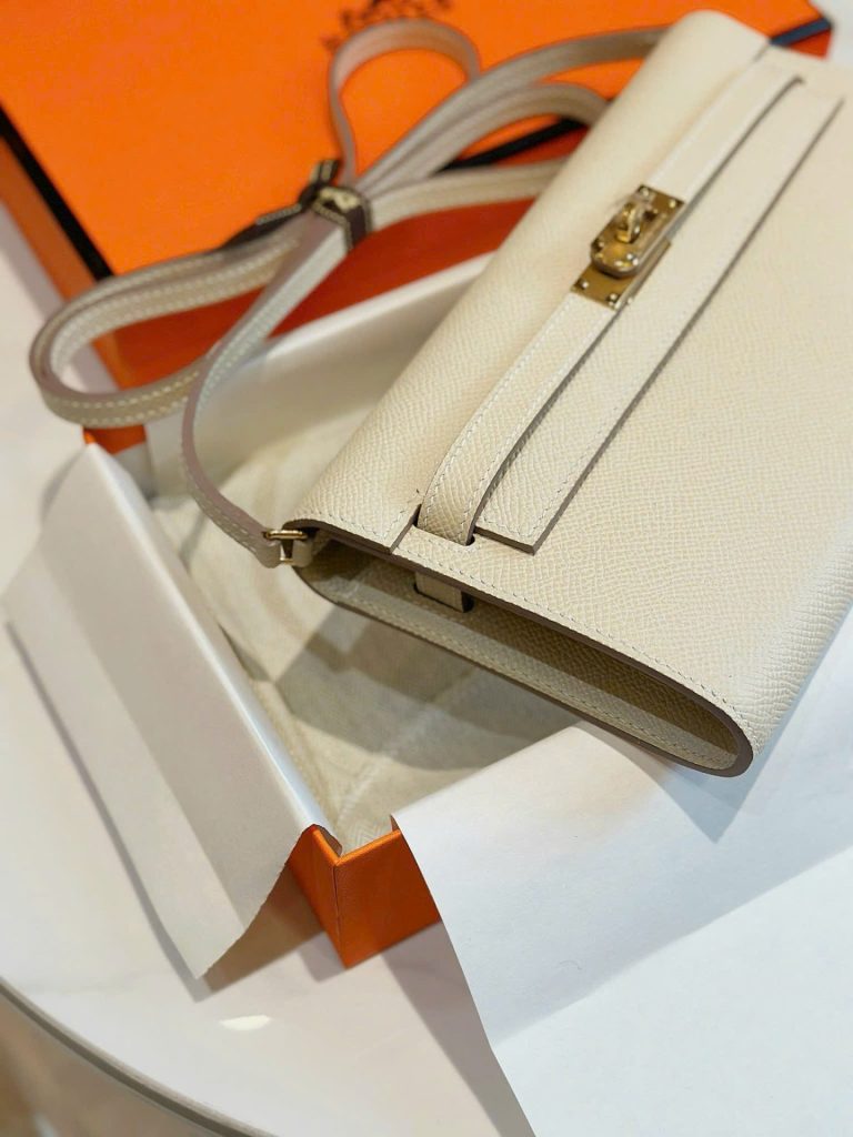 Túi Xách Nữ Hermes Kelly Woc Siêu Cấp Màu Trắng Khoá Vàng 20 (2)