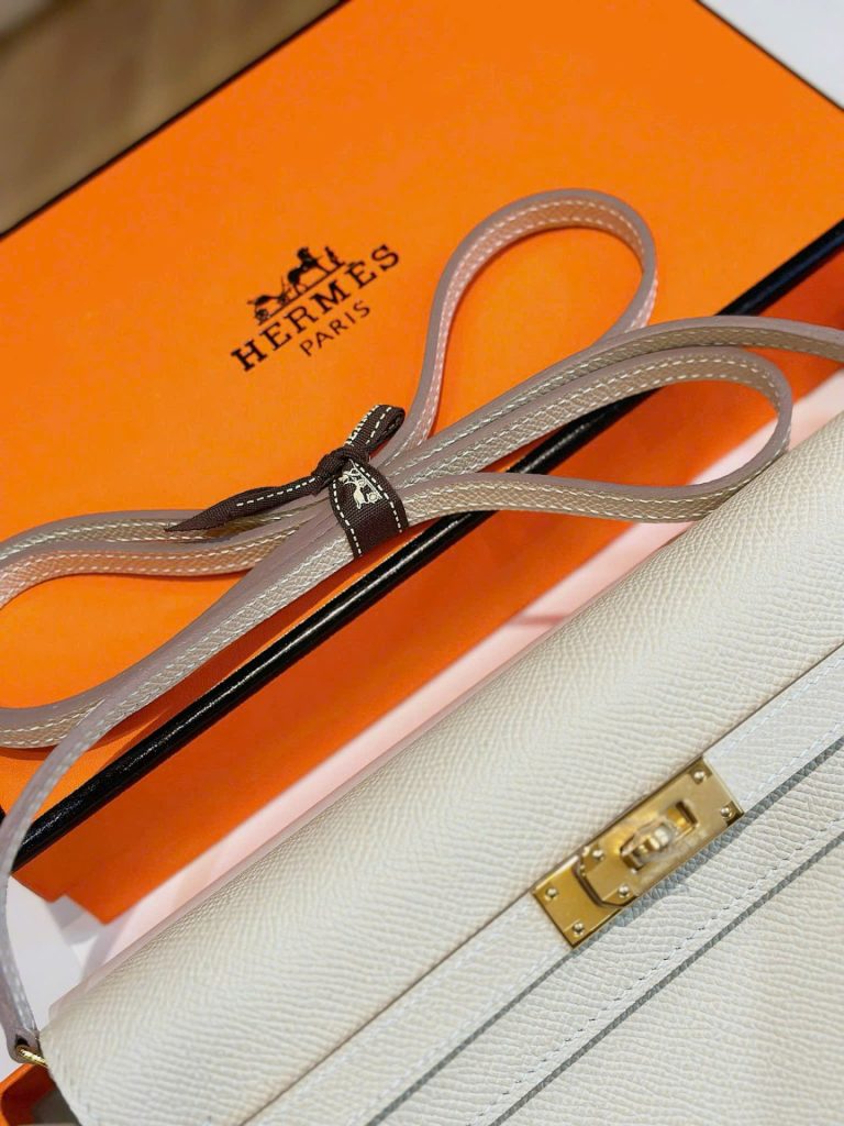 Túi Xách Nữ Hermes Kelly Woc Siêu Cấp Màu Trắng Khoá Vàng 20 (2)