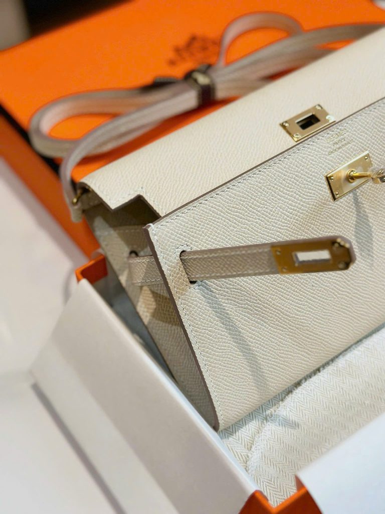 Túi Xách Nữ Hermes Kelly Woc Siêu Cấp Màu Trắng Khoá Vàng 20 (2)