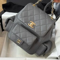 Balo Chanel Mini 24P Siêu Cấp Da Hạt Màu Xám 21.5x19 (2)