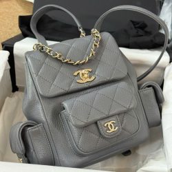 Balo Chanel Mini 24P Siêu Cấp Da Hạt Màu Xám 21.5x19 (2)