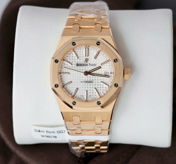 Đồng Hồ Audemars Piguet Mặt Trắng Chế Tác Bọc Vàng Hồng Unisex 37mm (2)