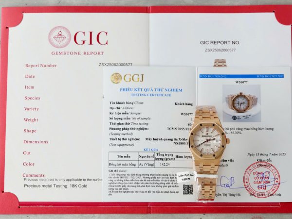 Đồng Hồ Audemars Piguet Mặt Trắng Chế Tác Bọc Vàng Hồng Unisex 37mm (2)