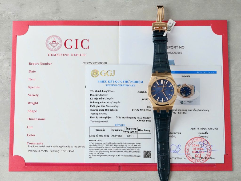 Đồng Hồ Audemars Piguet Rep 11 15510R Royal Oak 50th Anniversary Bọc Vàng Thật Mặt Xanh Blue Dây Da 41mm (1)