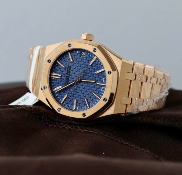 Đồng Hồ Audemars Piguet Rep Cao Cấp 15510R Royal Oak 50th Anniversary Mặt Xanh Blue Bọc Vàng Thật 41mm (2)