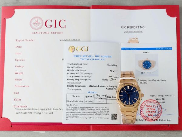 Đồng Hồ Audemars Piguet Rep Cao Cấp 15510R Royal Oak 50th Anniversary Mặt Xanh Blue Bọc Vàng Thật 41mm (2)