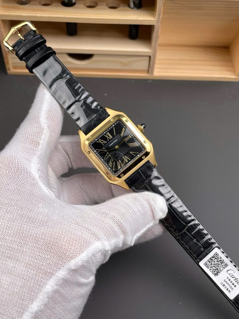 Đồng Hồ Cartier Santos-Dumont WGSA0077 Replica 11 Màu Đen Máy Pin Xưởng AF 43,5x31,4mm (1)