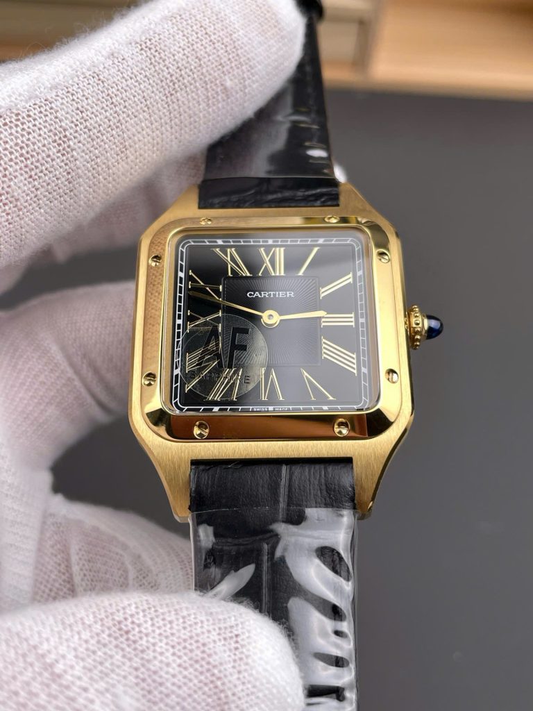 Đồng Hồ Cartier Santos-Dumont WGSA0077 Replica 11 Màu Đen Máy Pin Xưởng AF 43,5x31,4mm (1)