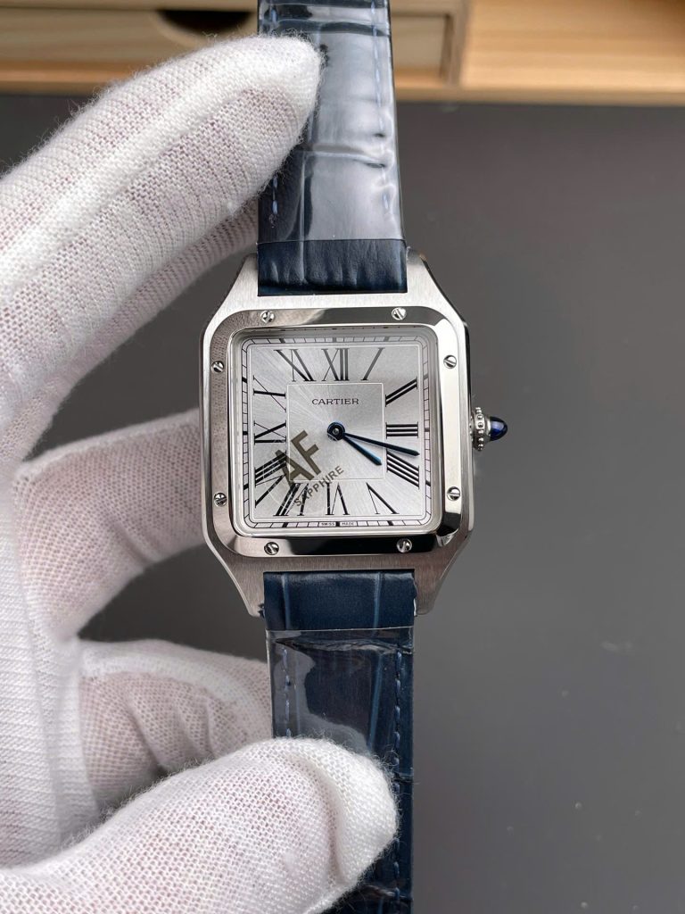 Đồng Hồ Cartier Santos Dumont WSSA0022 Rep 11 Nam Dây Da Màu Xanh Dương AF Factory 43,5mm (1)