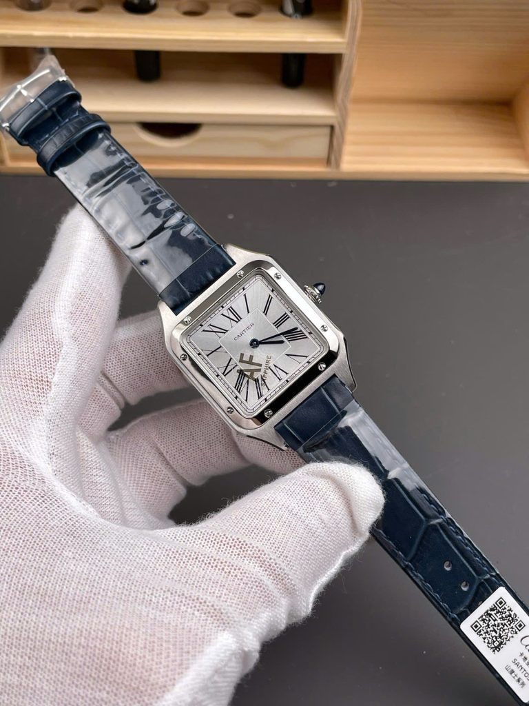 Đồng Hồ Cartier Santos Dumont WSSA0022 Rep 11 Nam Dây Da Màu Xanh Dương AF Factory 43,5mm (1)