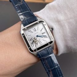 Đồng Hồ Cartier Santos Dumont WSSA0022 Rep 11 Nam Dây Da Màu Xanh Dương AF Factory 43,5mm (1)