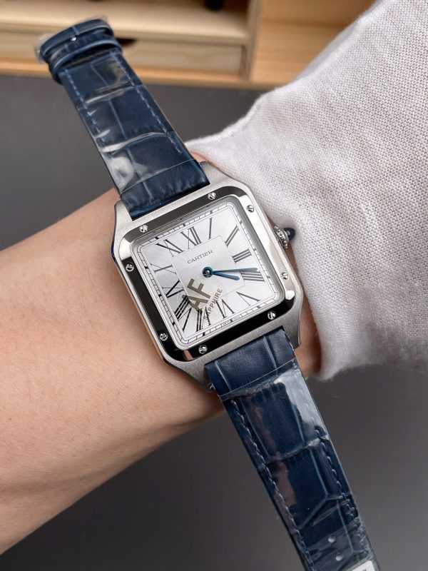 Đồng Hồ Cartier Santos Dumont WSSA0022 Rep 11 Nam Dây Da Màu Xanh Dương AF Factory 43,5mm (1)