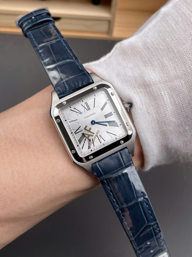 Đồng Hồ Cartier Santos Dumont WSSA0022 Rep 11 Nam Dây Da Màu Xanh Dương AF Factory 43,5mm (1)