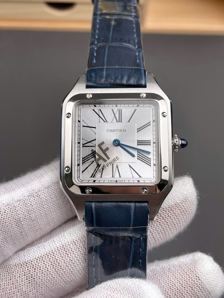 Đồng Hồ Cartier Santos Dumont WSSA0022 Rep 11 Nam Dây Da Màu Xanh Dương AF Factory 43,5mm (1)