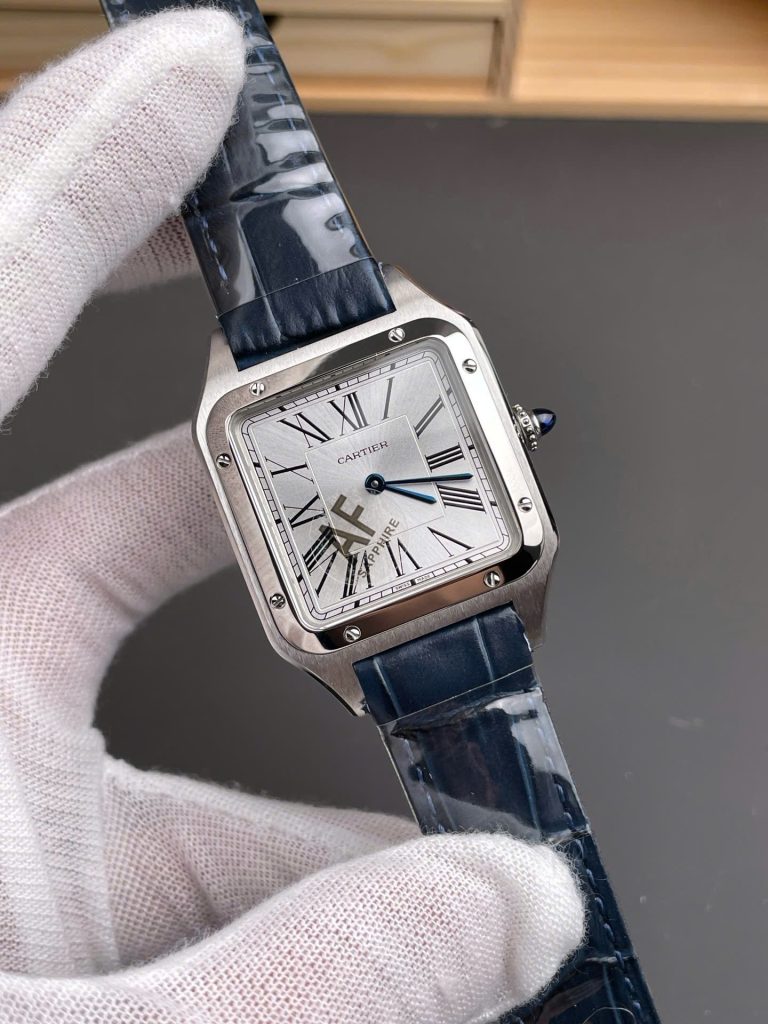 Đồng Hồ Cartier Santos Dumont WSSA0022 Rep 11 Nam Dây Da Màu Xanh Dương AF Factory 43,5mm (1)