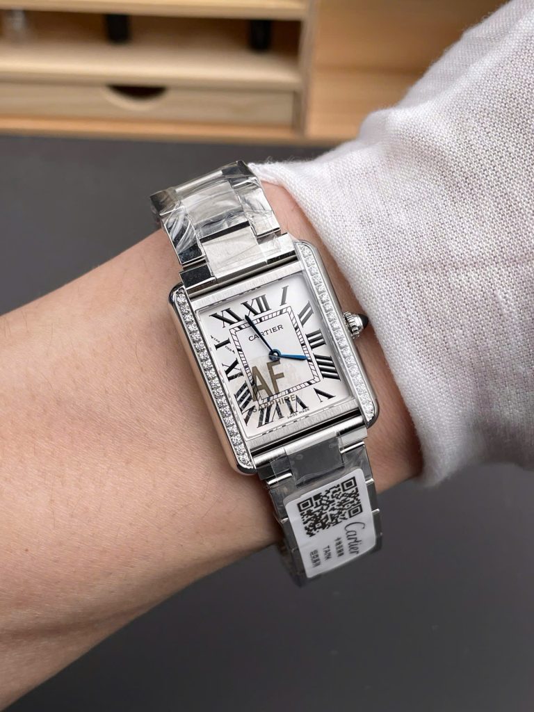 Đồng Hồ Cartier Tank Replica 11 Nam Đính Đá Máy Pin Nhà Máy AF 31x40mm (1)