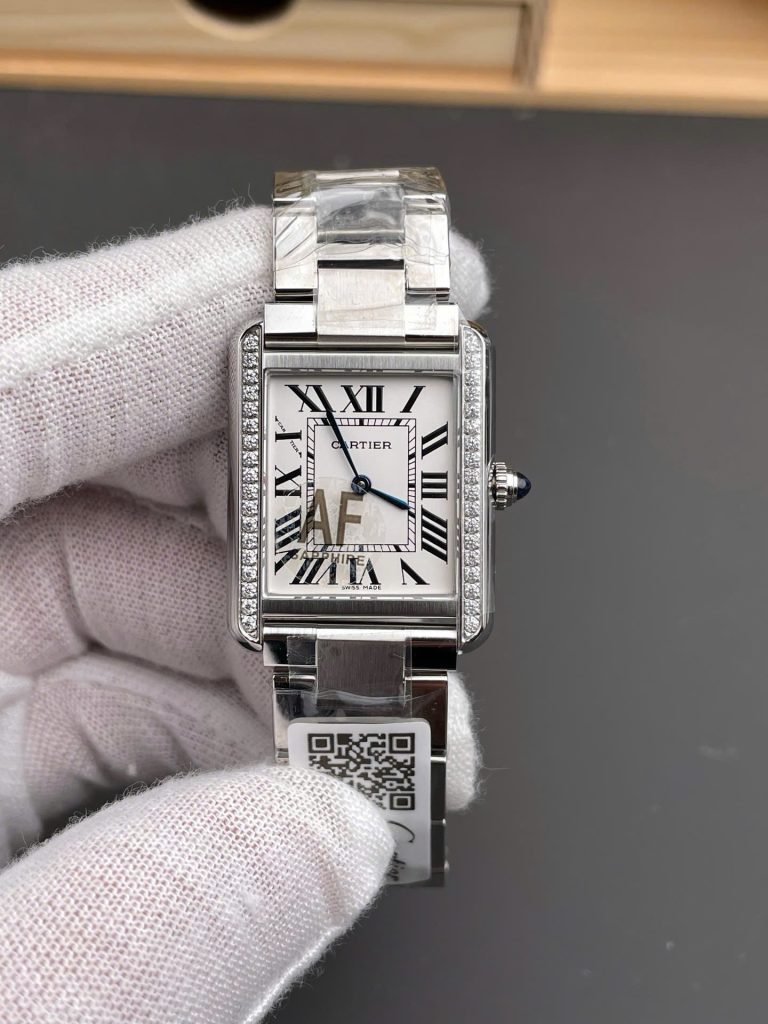 Đồng Hồ Cartier Tank Replica 11 Nam Đính Đá Máy Pin Nhà Máy AF 31x40mm (1)