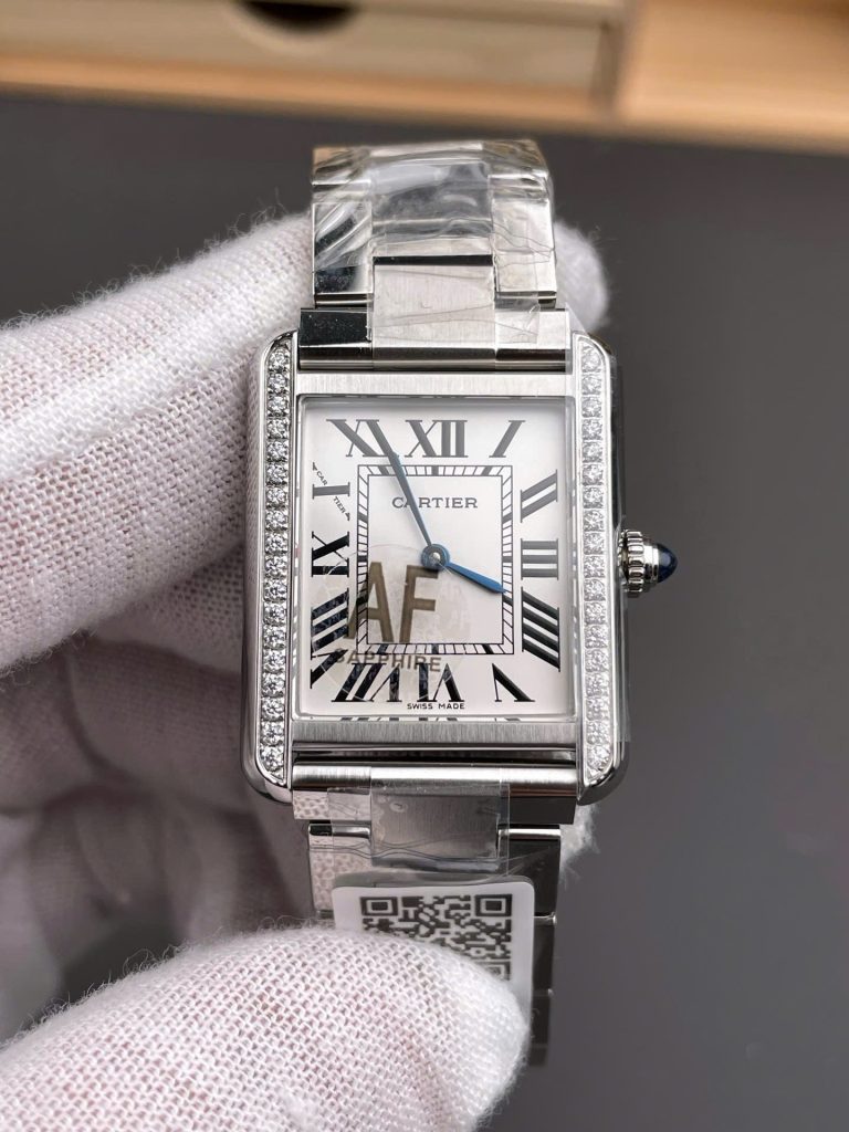 Đồng Hồ Cartier Tank Replica 11 Nam Đính Đá Máy Pin Nhà Máy AF 31x40mm (1)