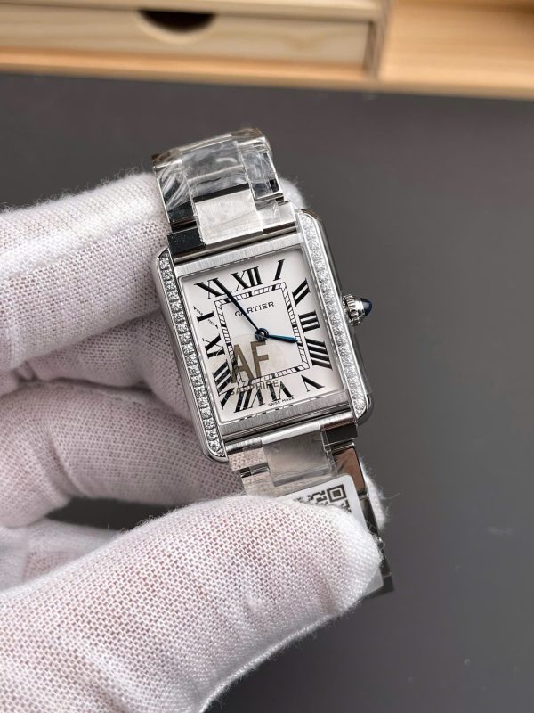 Đồng Hồ Cartier Tank Replica 11 Nam Đính Đá Máy Pin Nhà Máy AF 31x40mm (1)
