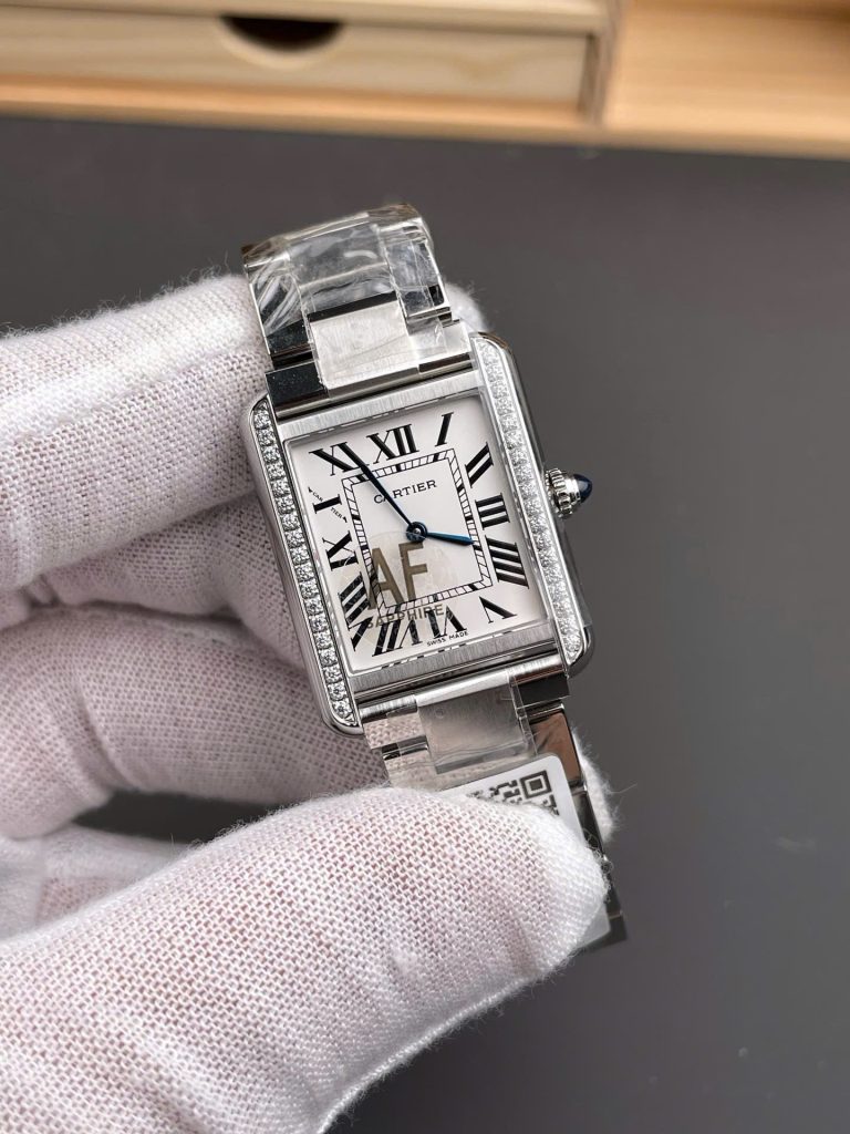 Đồng Hồ Cartier Tank Replica 11 Nam Đính Đá Máy Pin Nhà Máy AF 31x40mm (1)