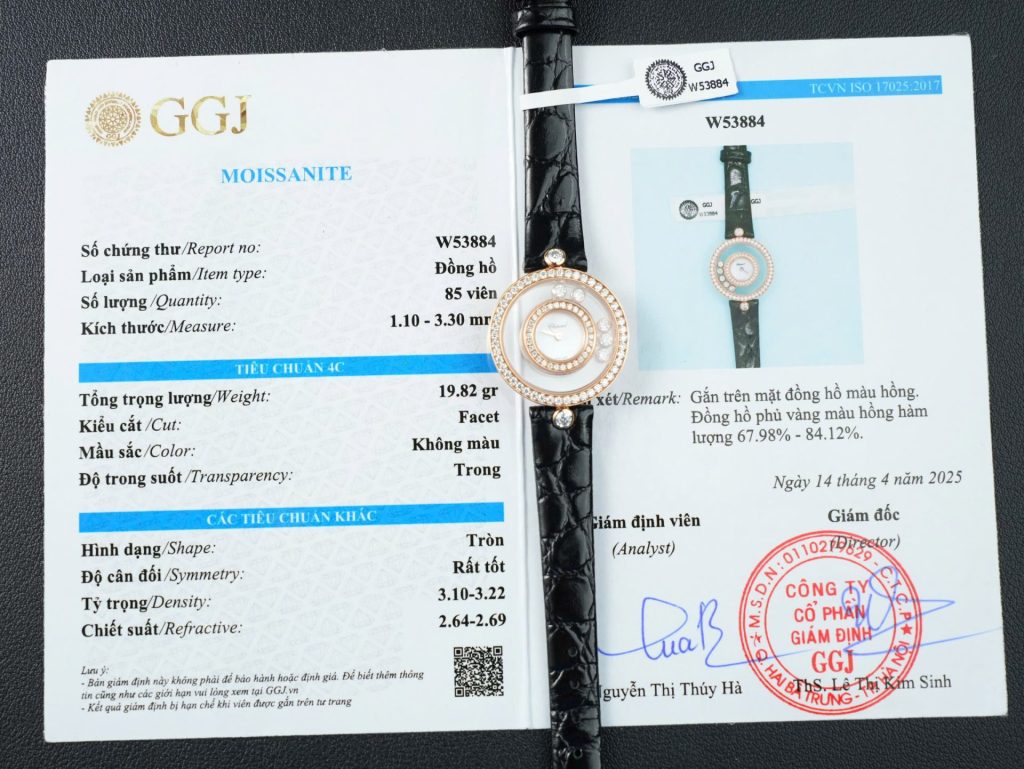 Đồng Hồ Chopard Happy 203857 Replica Cao Cấp Đính Full Kim Cương Moissanite + Bọc Vàng Hồng 36mm (2)