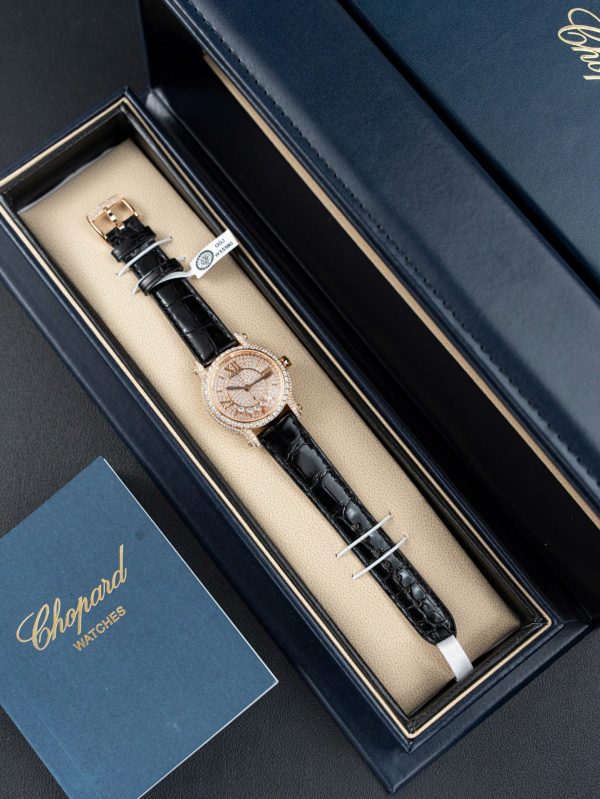 Đồng Hồ Chopard Happy 274891 Chế Tác Đính Full Kim Cương Nhân Tạo + Bọc Vàng Thật 36mm (2)