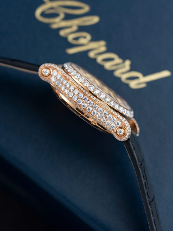 Đồng Hồ Chopard Happy 274891 Chế Tác Đính Full Kim Cương Nhân Tạo + Bọc Vàng Thật 36mm (2)