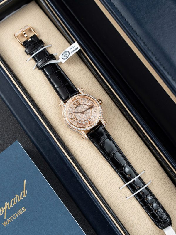 Đồng Hồ Chopard Happy 274891 Chế Tác Đính Full Kim Cương Nhân Tạo + Bọc Vàng Thật 36mm (2)