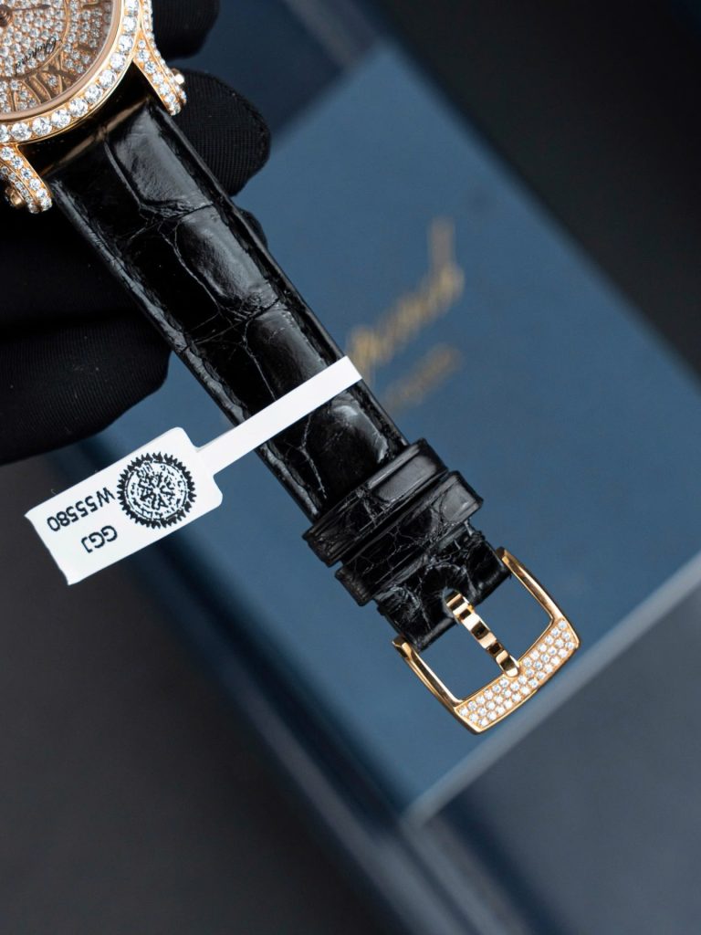 Đồng Hồ Chopard Happy 274891 Chế Tác Đính Full Kim Cương Nhân Tạo + Bọc Vàng Thật 36mm (2)