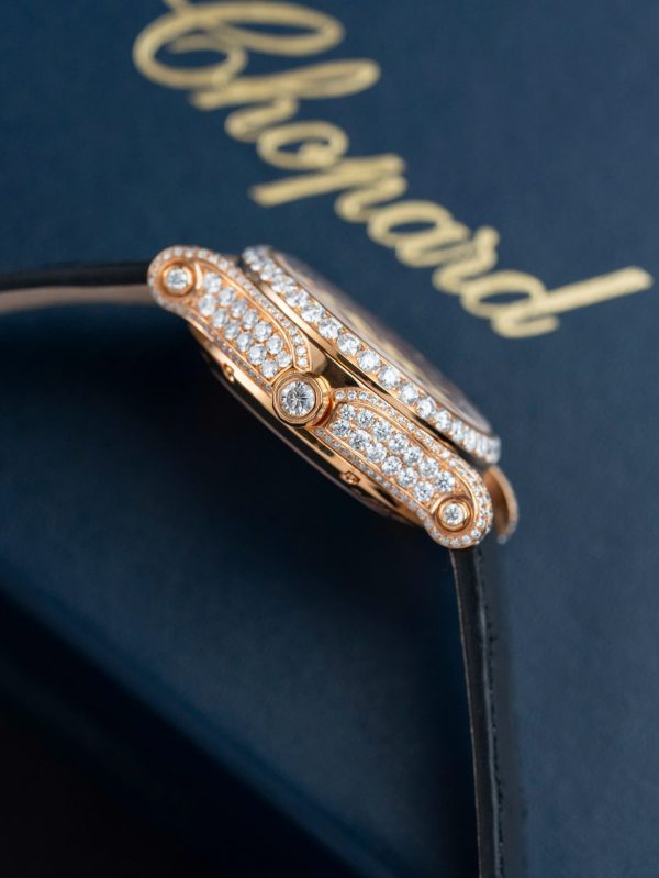 Đồng Hồ Chopard Happy 274891 Chế Tác Đính Full Kim Cương Nhân Tạo + Bọc Vàng Thật 36mm (2)
