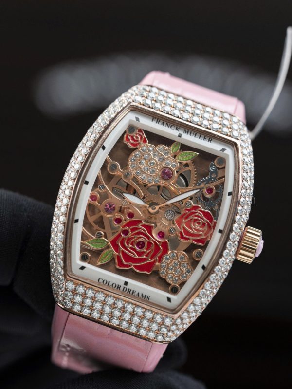 Đồng Hồ Franck Muller Vanguard V32 Mặt Skeleton Chế Tác Đính Full Kim Cương Moissanite 36mm (2)