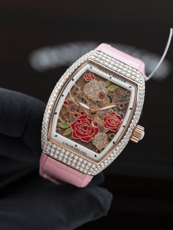 Đồng Hồ Franck Muller Vanguard V32 Mặt Skeleton Chế Tác Đính Full Kim Cương Moissanite 36mm (2)