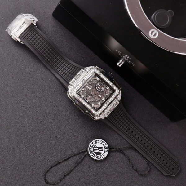 Đồng Hồ Hublot Square Bang Unico Titanium Chế Tác Full Kim Cương Moissanite Xưởng BBF 42mm (2)