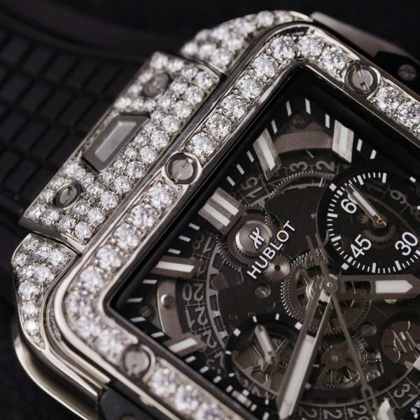 Đồng Hồ Hublot Square Bang Unico Titanium Chế Tác Full Kim Cương Moissanite Xưởng BBF 42mm (2)