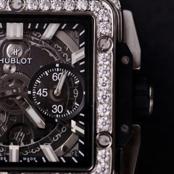 Đồng Hồ Hublot Square Bang Unico Titanium Chế Tác Full Kim Cương Moissanite Xưởng BBF 42mm (2)