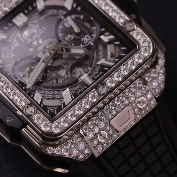 Đồng Hồ Hublot Square Bang Unico Titanium Chế Tác Full Kim Cương Moissanite Xưởng BBF 42mm (2)