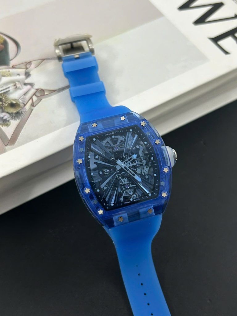 Đồng Hồ Nam Richard Mille Chế Tác RM12-01 Tourbillon Vỏ Sapphire Xanh 44mm (2)