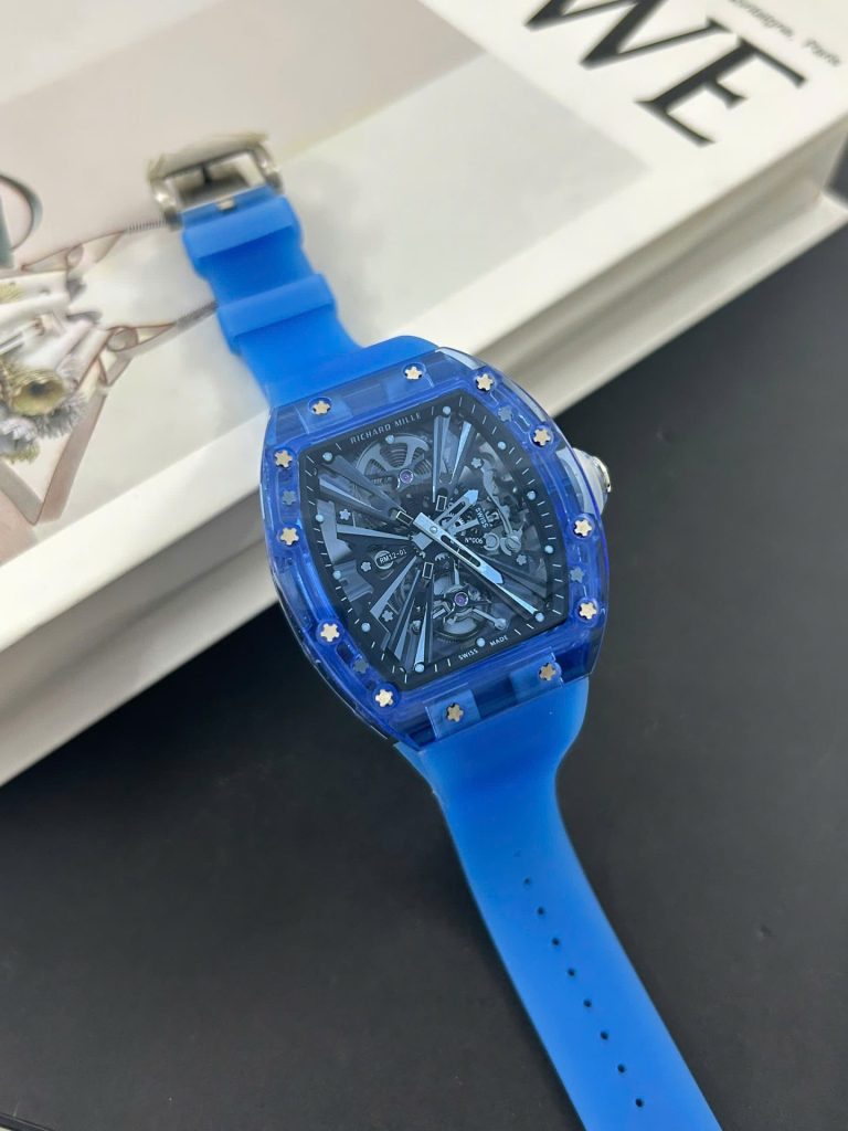 Đồng Hồ Nam Richard Mille Chế Tác RM12-01 Tourbillon Vỏ Sapphire Xanh 44mm (2)