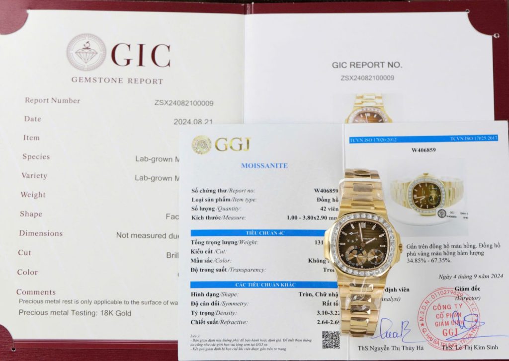 Đồng Hồ Patek Philippe Nautilus 5724R Mặt Nâu Tùy Chỉnh Bọc Vàng Thật + Kim Cương Moissanite Xưởng PPF 40mm (2)