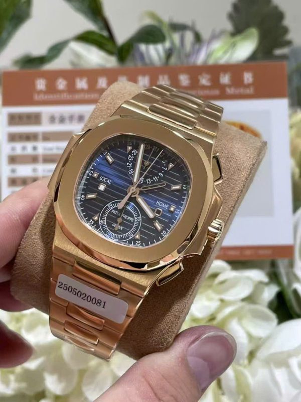 Đồng Hồ Patek Philippe Nautilus 5990 Mặt Xanh Blue Replica 11 Mạ Vàng Hồng 40 (2)